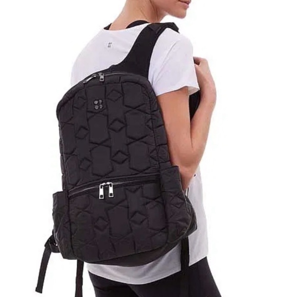 Sweaty Betty Luxe Run Backpack Stylish Black Quilted Lightweight